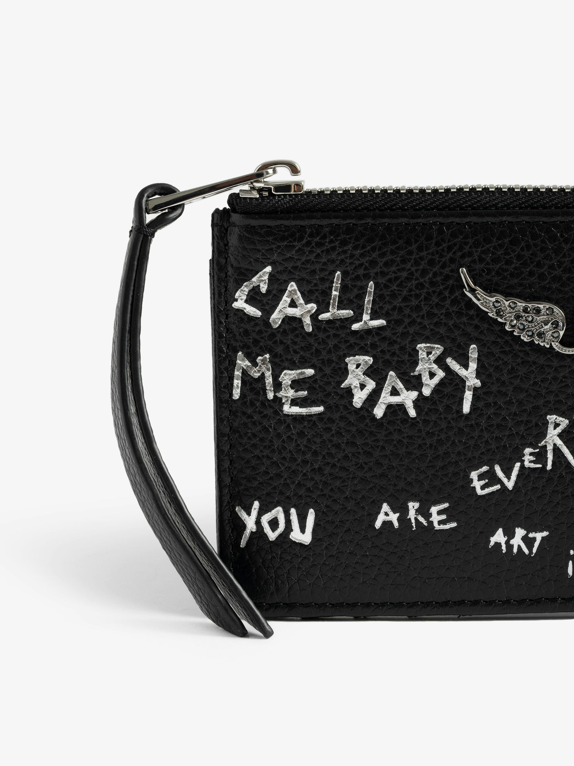 ZV Card Graffiti Card Holder - Card holder in leather with wings signature and graffiti print.